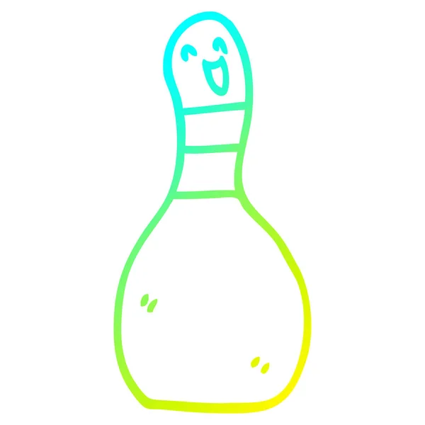 Koude gradiënt lijntekening cartoon bowling pin — Stockvector