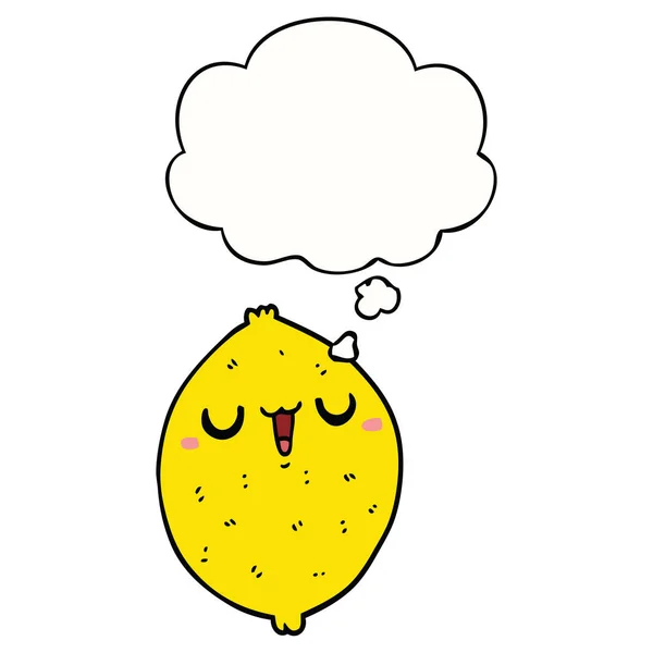Мультяшный счастливый лимон и мыльный пузырь — стоковый вектор