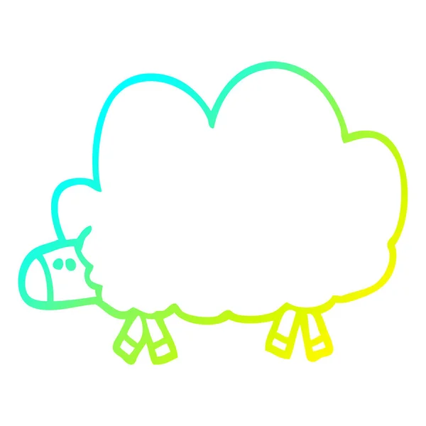 Línea de gradiente frío dibujo de dibujos animados ovejas negras — Vector de stock