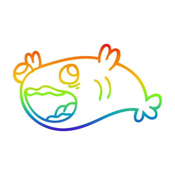 Regenbogen Gradienten Linie Zeichnung Cartoon Fische — Stockvektor