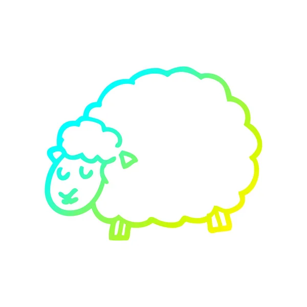 Linha gradiente frio desenho de ovelhas desenhos animados —  Vetores de Stock
