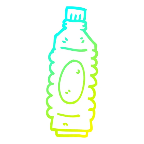 Cold gradient line drawing cartoon water bottle — Stock Vector