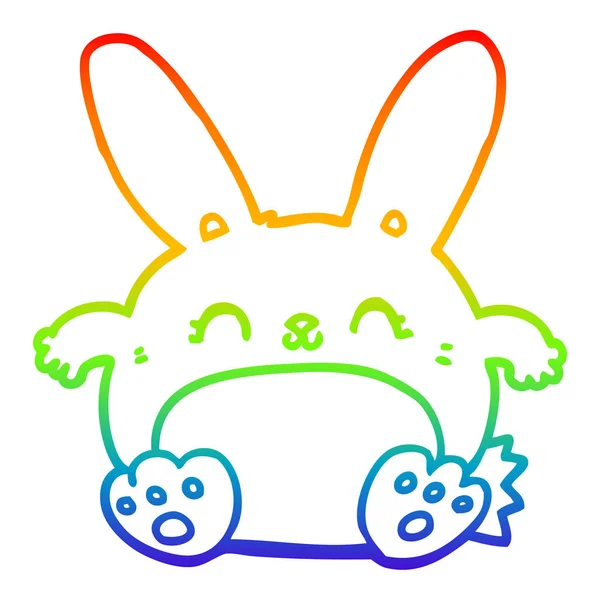 Rainbow gradient line drawing cartoon rabbit — Stock Vector