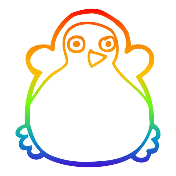 Regenbogen-Gradienten-Linie Zeichnung Cartoon-Pinguin — Stockvektor