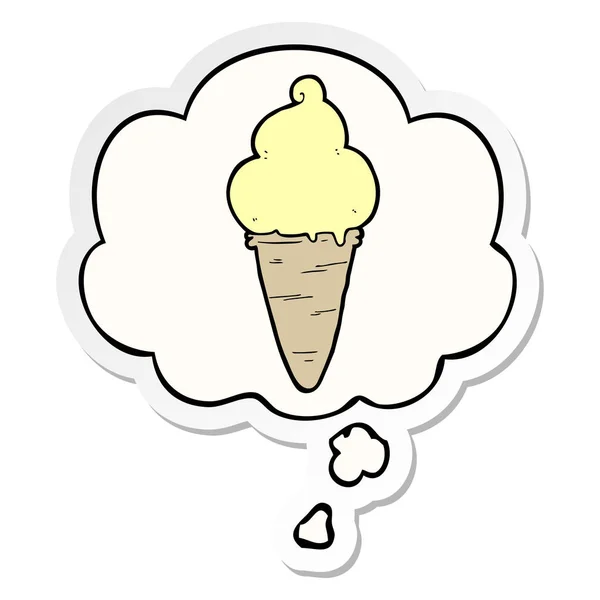 Kreslená zmrzlina a bublinová bublina jako tištěná nálepka — Stockový vektor