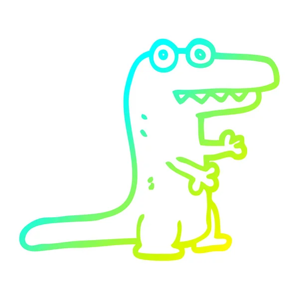 Koude gradiënt lijntekening cartoon krokodil — Stockvector