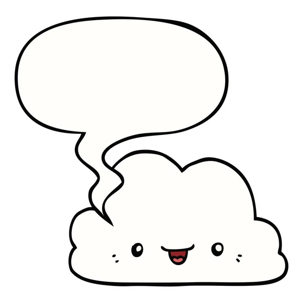 Linda nube de dibujos animados y burbuja del habla — Vector de stock