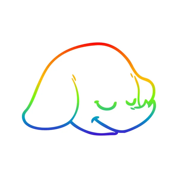 Arco-íris linha gradiente desenho cartoon elefante rosto — Vetor de Stock
