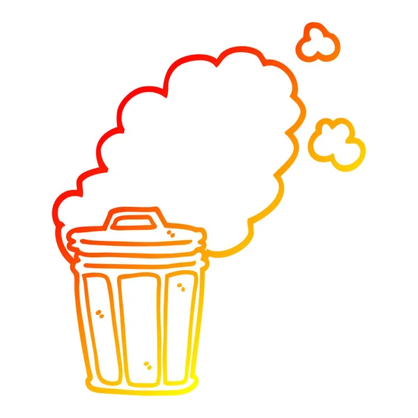 Chaud gradient ligne dessin dessin animé puant poubelle peut — Image vectorielle