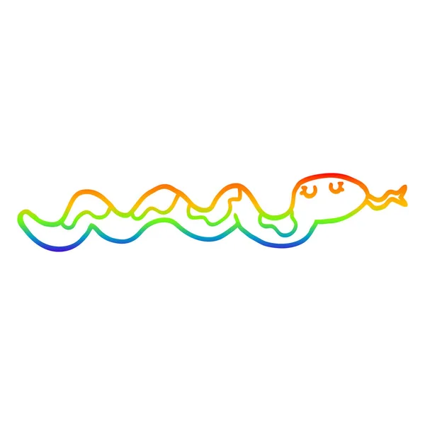 Rainbow gradient ligne dessin dessin animé serpent — Image vectorielle