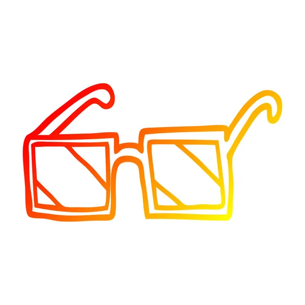 Linha gradiente quente desenho desenhos animados óculos de sol quadrados — Vetor de Stock