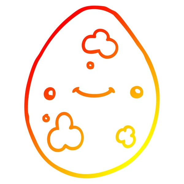 Тёплая градиентная линия рисования мультяшного яйца — стоковый вектор