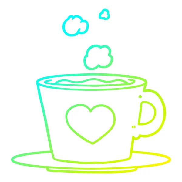 Kall gradient linje ritning en härlig kopp kaffe — Stock vektor