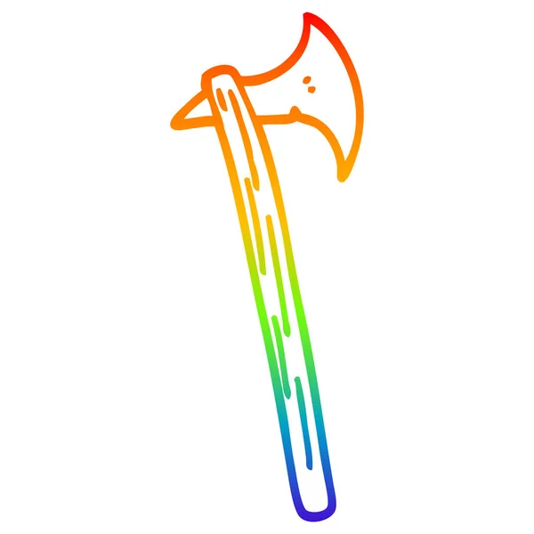 Arco iris gradiente línea dibujo dibujos animados hacha larga — Archivo Imágenes Vectoriales