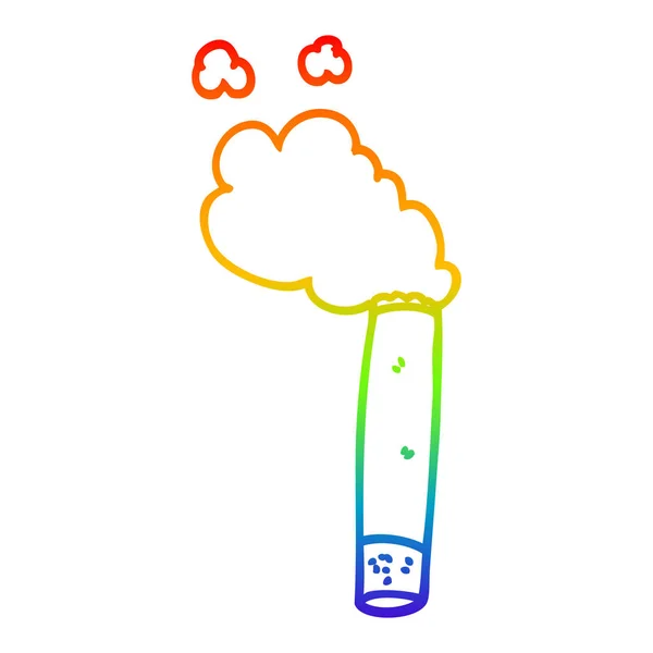 Rainbow gradient line drawing cartoon cigarette — Stock Vector