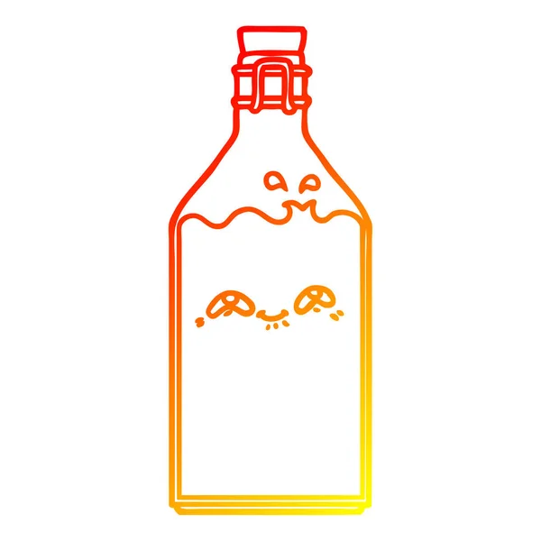 Butelka ciepły gradient linia kreskówka mleko stary rysunek — Wektor stockowy