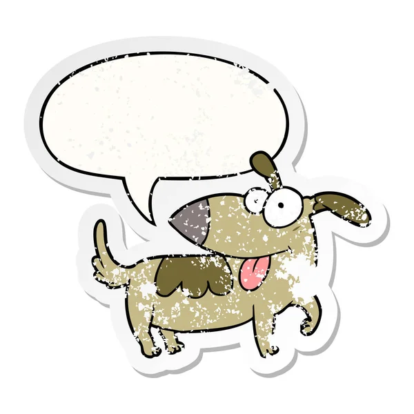 karikatür mutlu köpek ve konuşma balonu sıkıntılı etiket