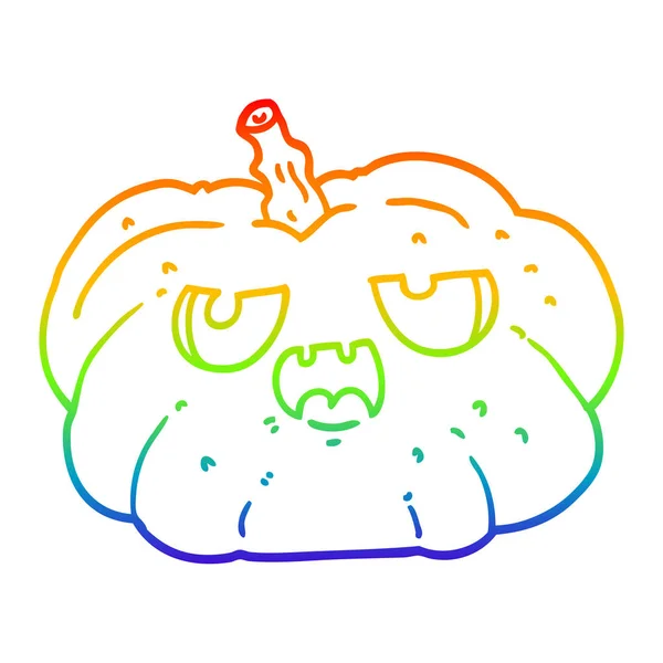 Rainbow gradient line drawing cartoon pumpkin — Stock Vector