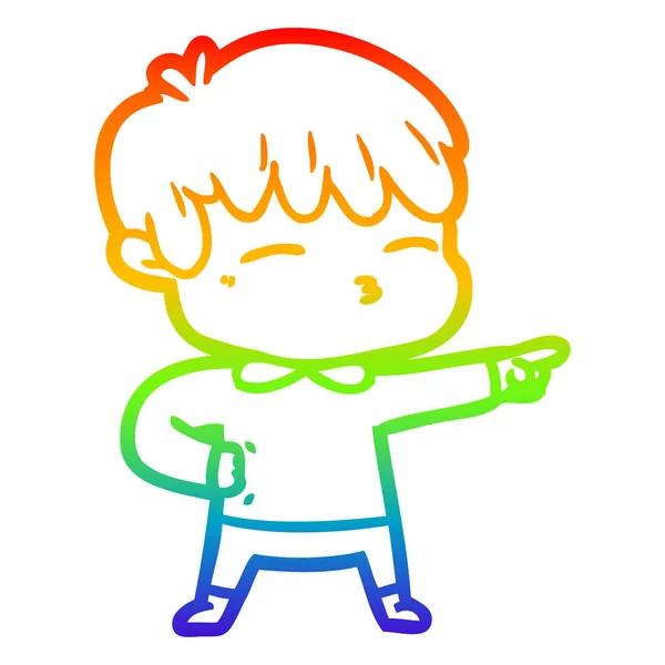 Arco iris gradiente línea dibujo dibujos animados curioso chico — Vector de stock