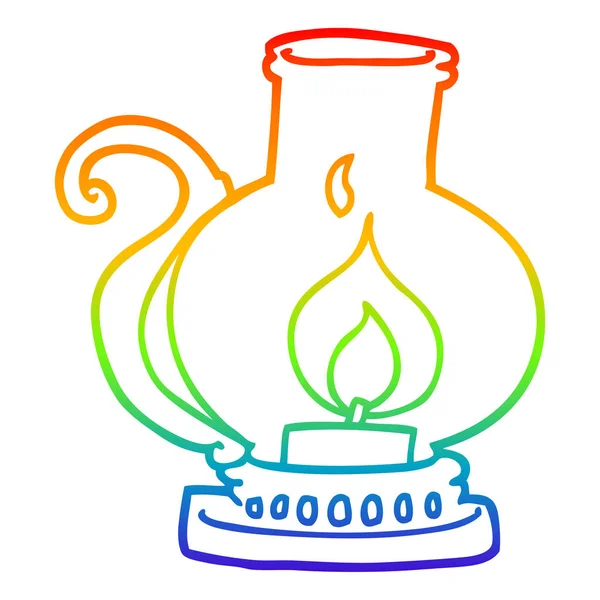 Rainbow gradient line drawing cartoon lantern — Stock Vector
