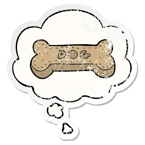 karikatür köpek bisküvi ve sıkıntılı yıpranmış stic olarak kabarcık düşünce