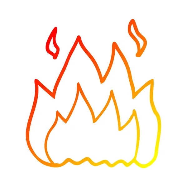 Línea de gradiente caliente dibujo dibujos animados fuego quema — Archivo Imágenes Vectoriales