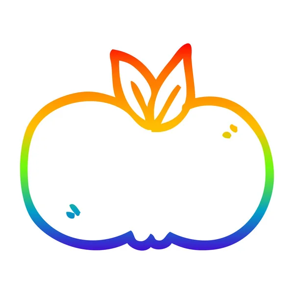 Arco-íris linha gradiente desenho cartoon maçã — Vetor de Stock