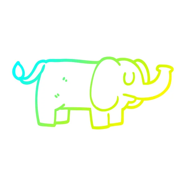 Línea de gradiente frío dibujo de dibujos animados elefante divertido — Archivo Imágenes Vectoriales