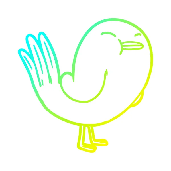 Linha gradiente frio desenho pássaro dos desenhos animados — Vetor de Stock