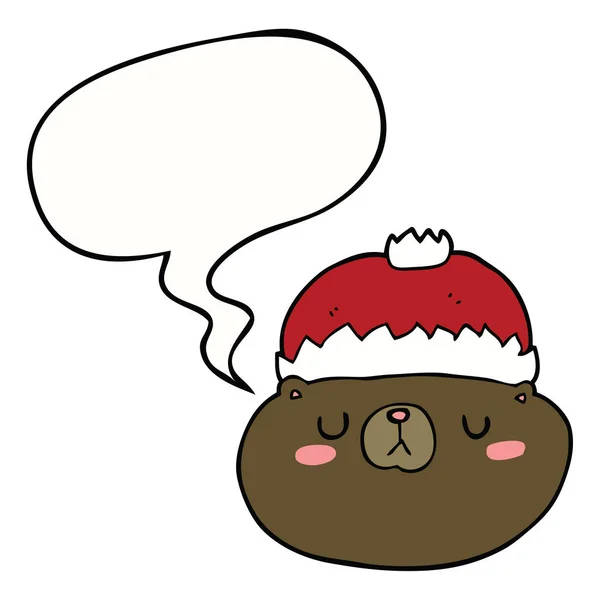 Oso de Navidad de dibujos animados y burbuja de habla — Vector de stock