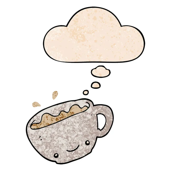 Чашку кофе и мыслей пузырь в гранж текстуры патте — стоковый вектор