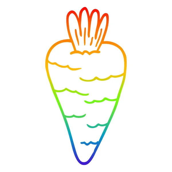 Rainbow Gradient Line Zeichnung Cartoon Karotte — Stockvektor
