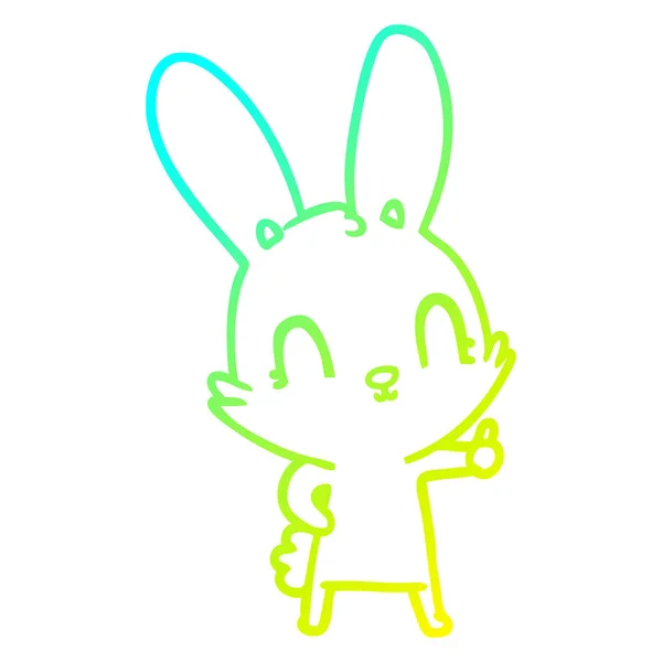 Froid dégradé ligne dessin mignon dessin animé lapin — Image vectorielle