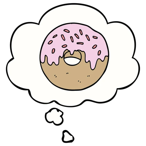 Cartoon donut en gedachte Bubble — Stockvector