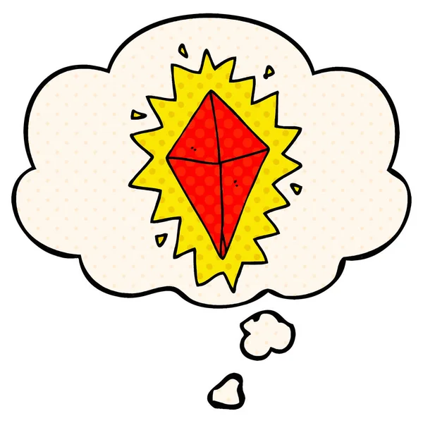 Kreslený diamant a myšlenková bublina ve stylu komiksů — Stockový vektor