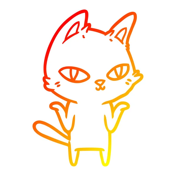 Chaud gradient ligne dessin dessin animé chat regarder — Image vectorielle