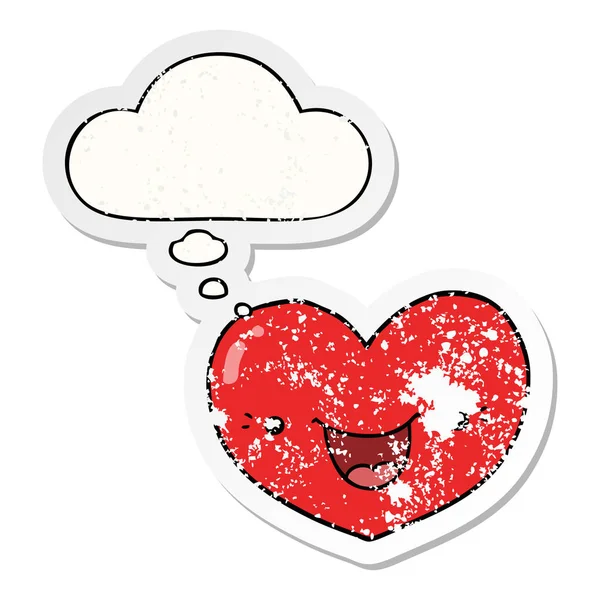 çizgi film aşk kalp karakteri ve sıkıntılı olarak kabarcık düşünce 