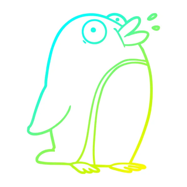 Linha de gradiente frio desenho Pinguim dos desenhos animados — Vetor de Stock