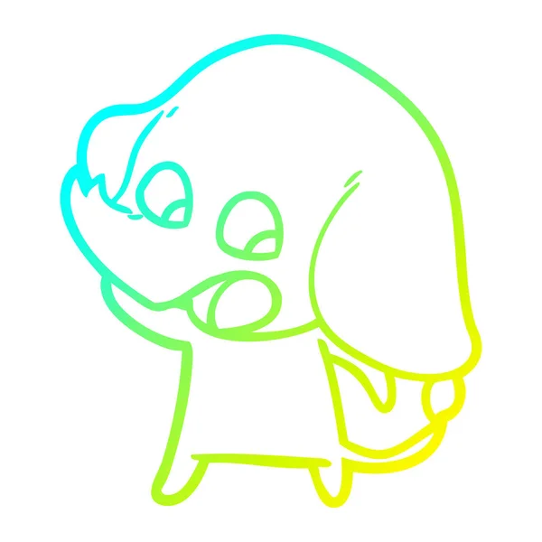 Kalte Gradientenlinie Zeichnung niedlicher Cartoon-Elefant — Stockvektor