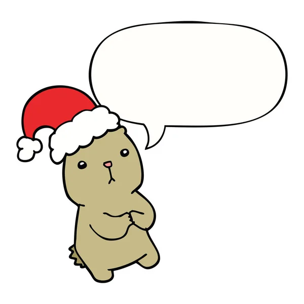 卡通圣诞熊担心和演讲泡沫 — 图库矢量图片