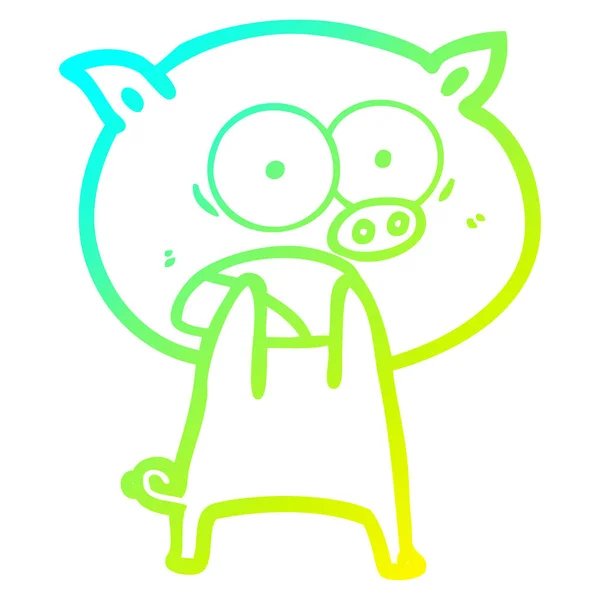 Linha gradiente frio desenho cartoon porco gritando —  Vetores de Stock