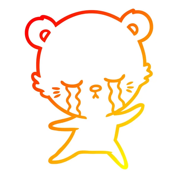 Warme kleurovergang lijntekening huilen cartoon Bear — Stockvector
