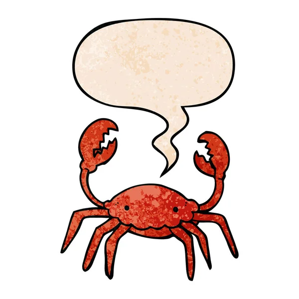 retro doku tarzında karikatür yengeç ve konuşma balonu