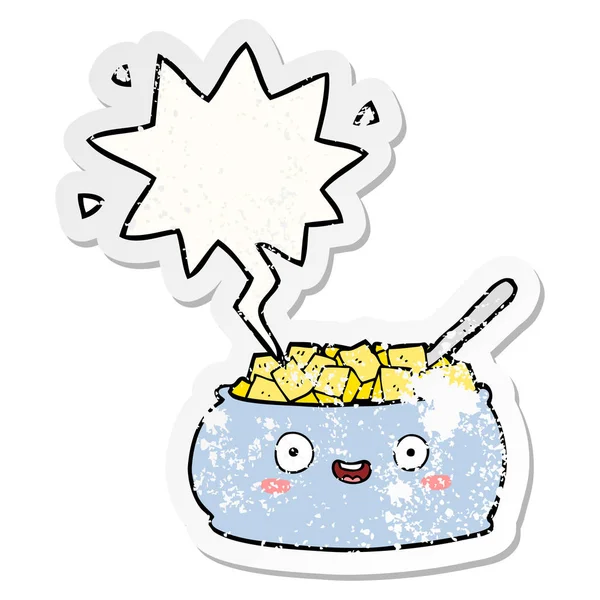 şeker ve konuşma kabarcık sıkıntılı etiket sevimli karikatür kase