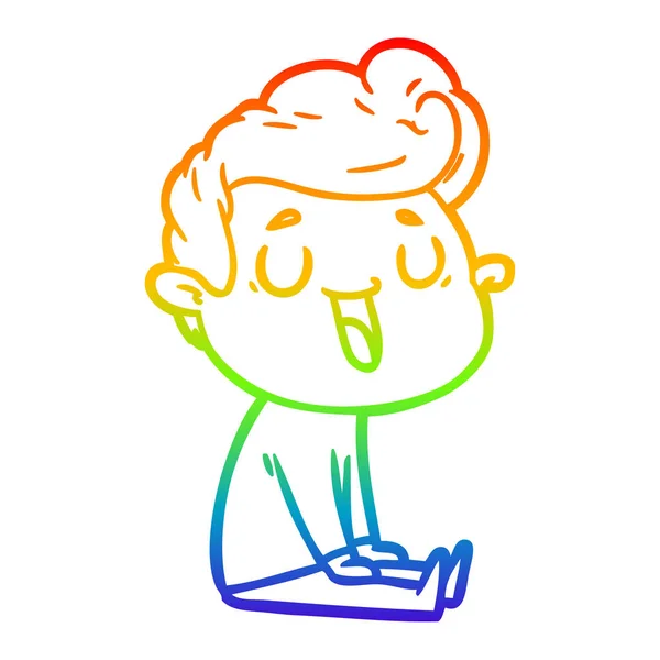 Arco iris gradiente línea dibujo feliz dibujos animados hombre — Vector de stock