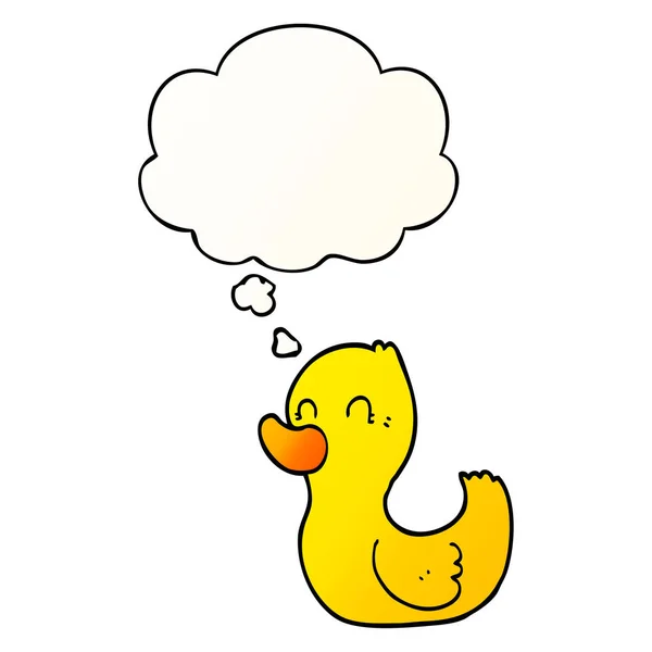 Kreslená kachna a myšlenková bublina v hladkém stylu přechodu — Stockový vektor