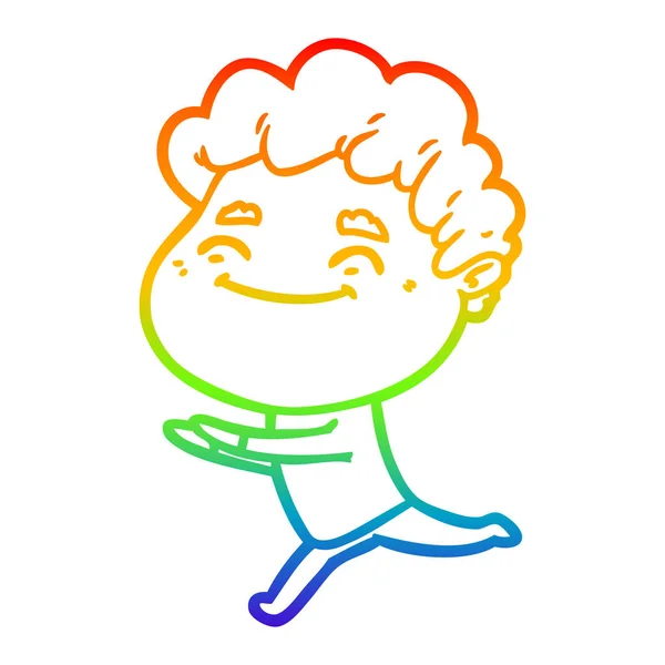 Arco-íris linha gradiente desenho cartoon amigável homem —  Vetores de Stock