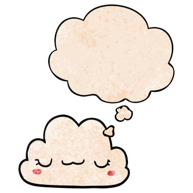 sevimli karikatür bulut ve grunge doku desen düşünce balonu 