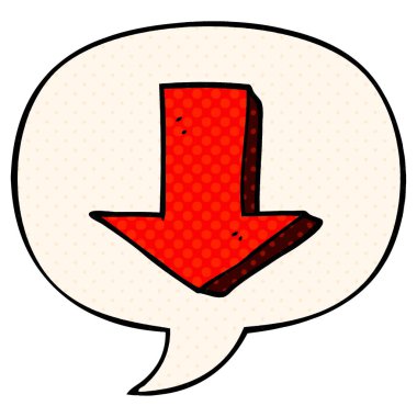 çizgi roman tarzında karikatür işaret ok ve konuşma balonu