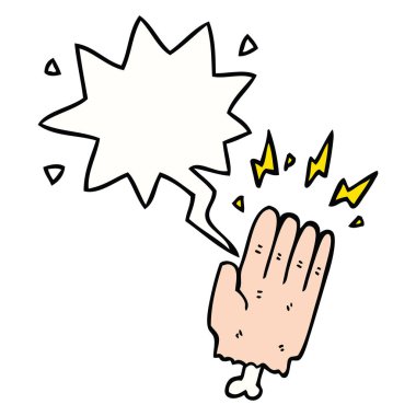 karikatür sihirli halloween zombi el ve konuşma balonu